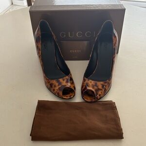 Gucci Vernice Tartaruga Naturale Brown Coffee 190899 DORO0 2059 size 9 Wedge NWT